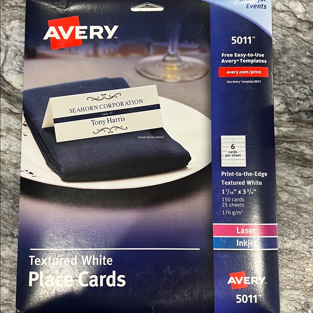 Avery Elegant White Place Cards (Never Opened)